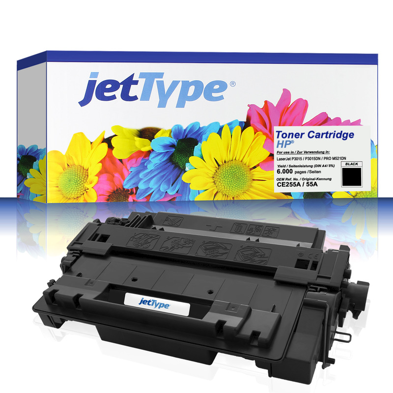 jetType Toner kompatibel zu HP CE255A 55A schwarz 6.000 Seiten 1 Stück