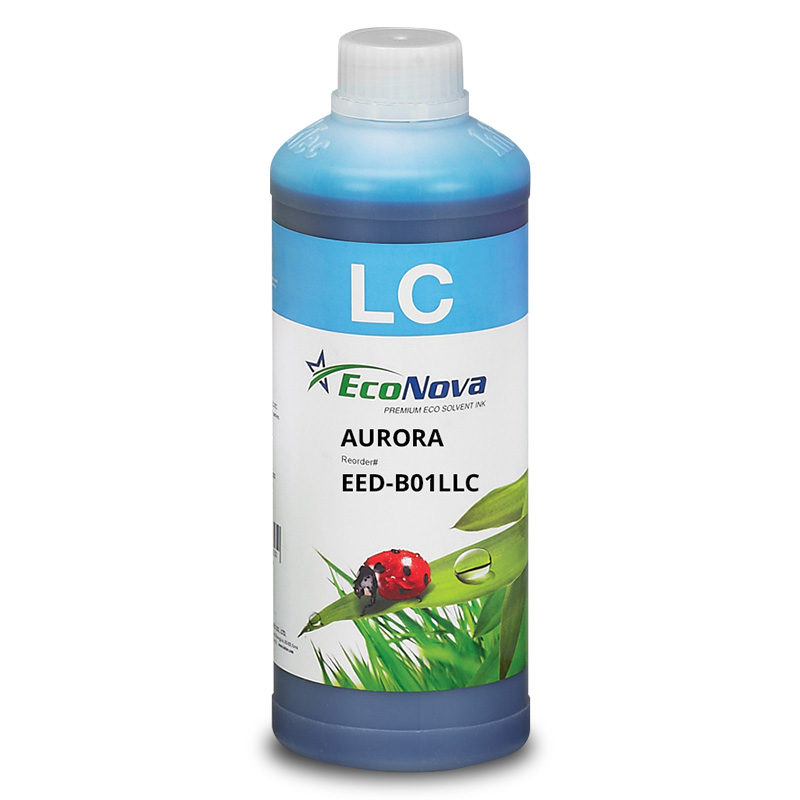 InkTec EcoNova AURORA - Hell Cyan 1 Liter Flasche - Öko-Lösungsmitteltinte