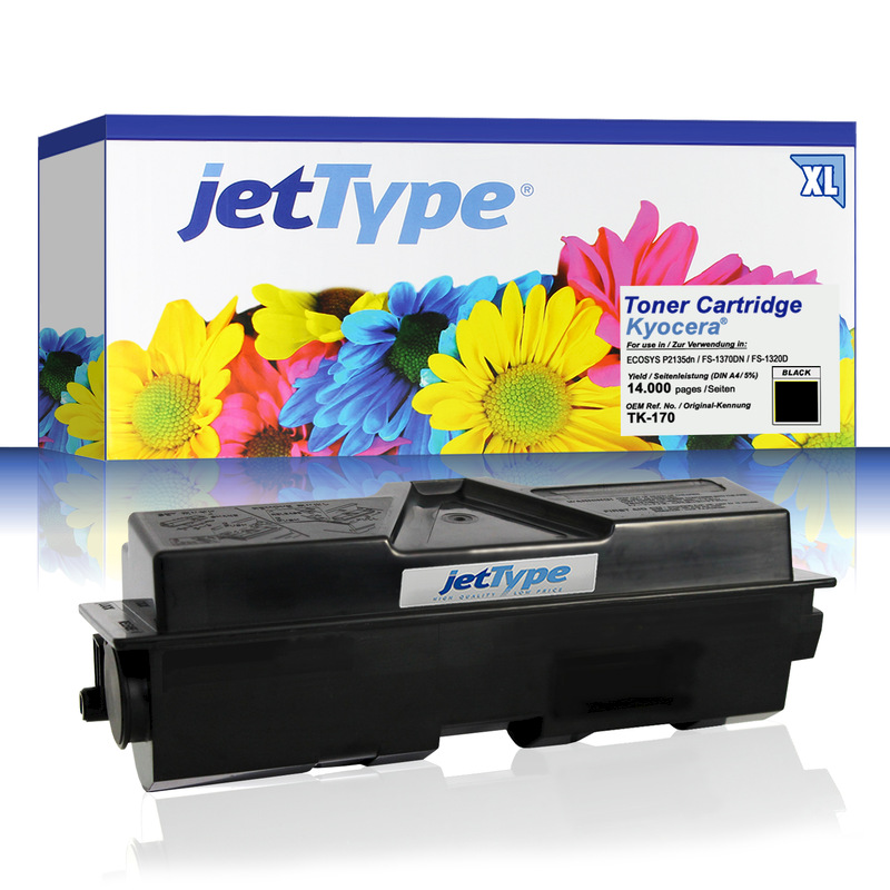 jetType Toner kompatibel zu Kyocera/Mita 1T02LZ0NL0 TK170 Schwarz 14.000 Seiten Große