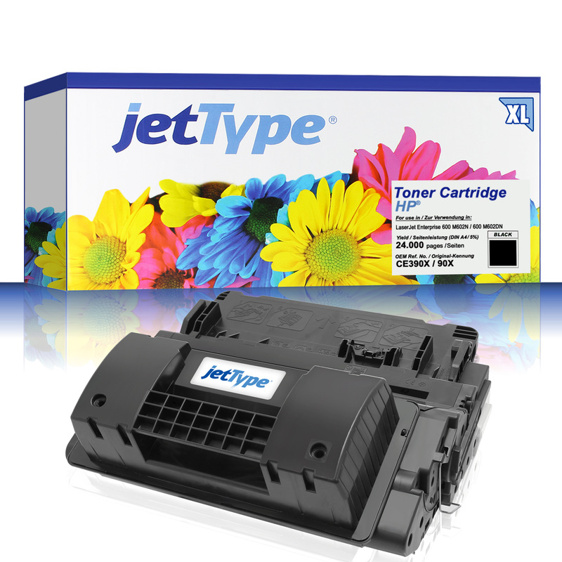 jetType Toner kompatibel zu HP CE390X 90X schwarz 24.000 Seiten Große Füllmenge 1 Stück
