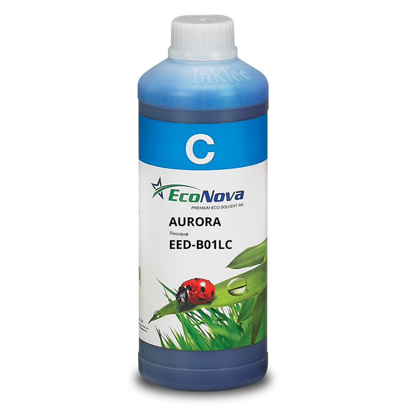 InkTec EcoNova AURORA - Cyan 1 Liter Flasche - Öko-Lösungsmitteltinte