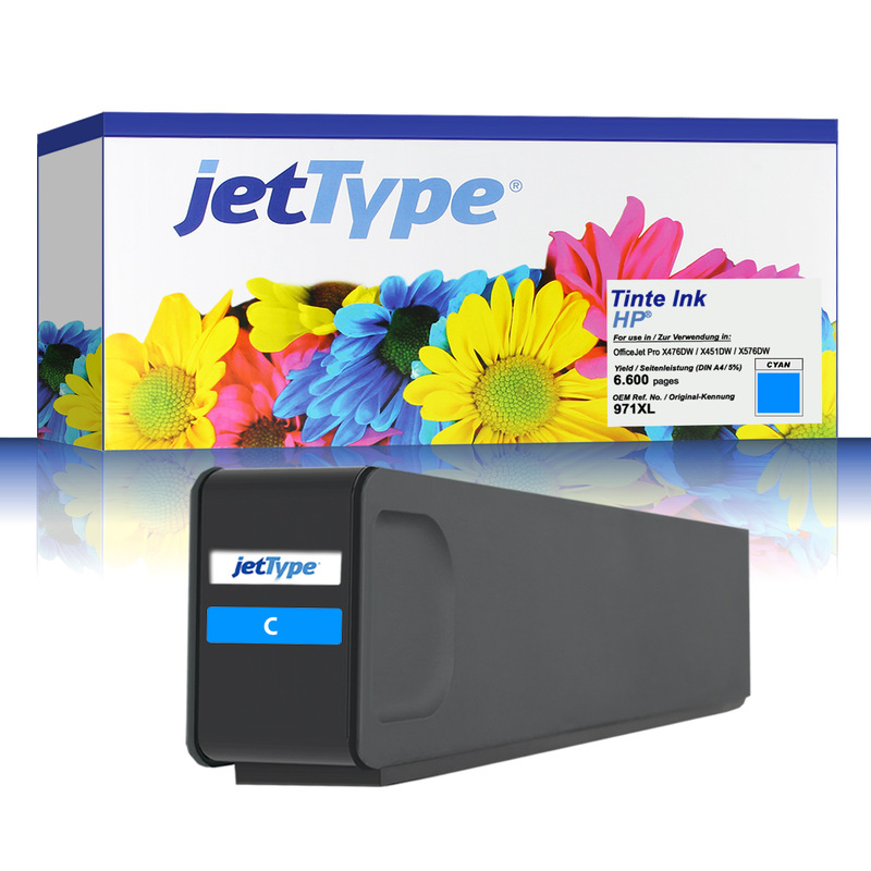 jetType Tinte kompatibel zu HP CN626AE 971XL cyan 6.600 Seiten Große Füllmenge 1 Stück
